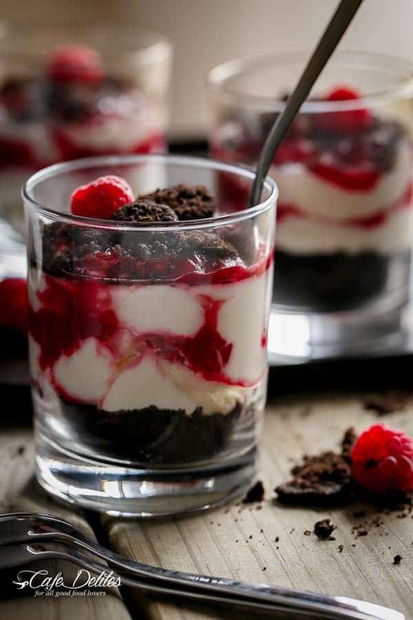 Effortless Raspberry Oreo No-Bake Cheesecake Parfaits
